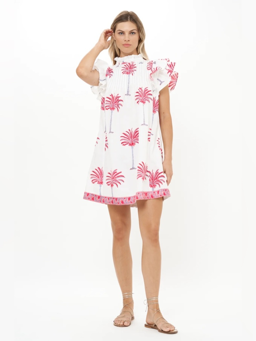 Pintuck Ruffle Mini - Canary Coral